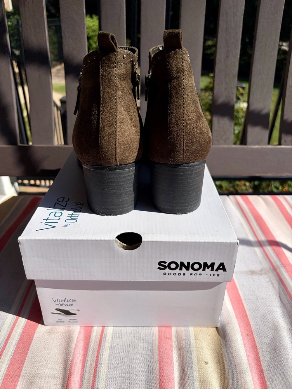 Sonoma Olive Suede Ankle Boots with Stud & Side Zipper - Picture 4 of 11